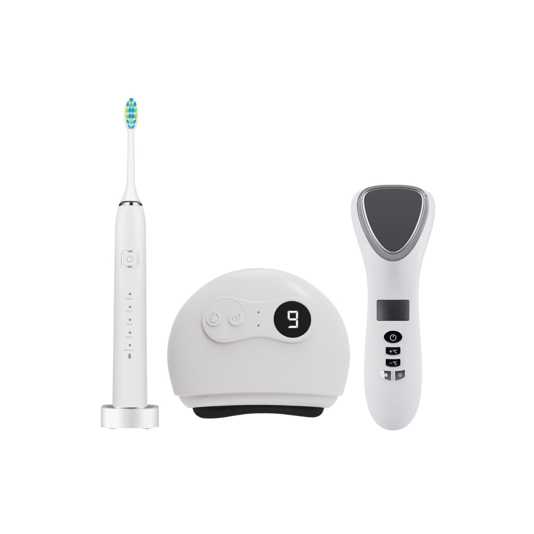 เซตฟันขาวหน้าเรียวใส FULI Smart Sonic Electric Toothbrush + Natural Stone Electric Gua Sha + Smart Hot and Cold Ultrasonic Facial Treatment Device