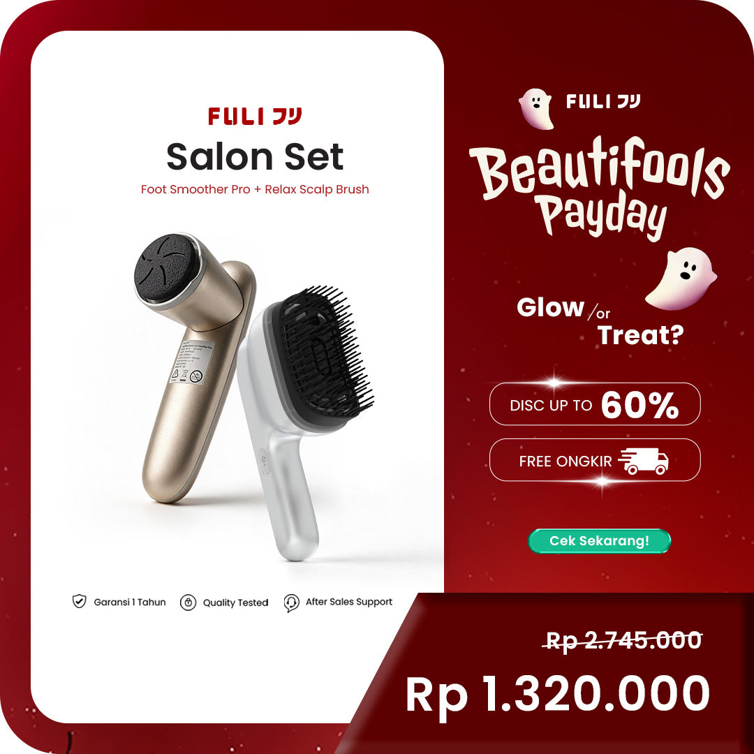 Fuli Electric Foot Smoother Pro + AromaRelax Scalp Massage Brush - Paket Alat Penghalus Tumit & Sisir Pijat Kepala Uap Relaksasi