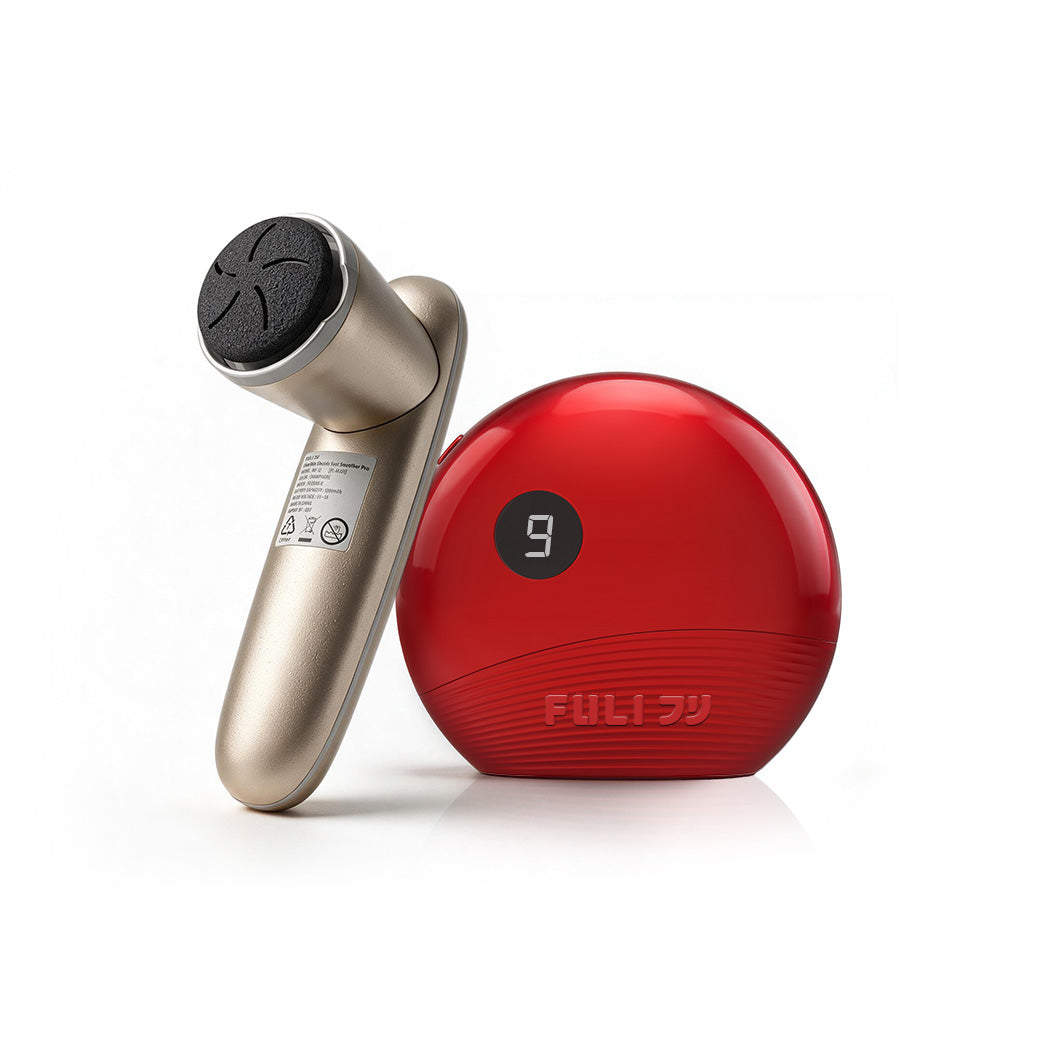 FULI Bundling Home Spa 2-in-1: ClearSkin Electric Foot Smoother Pro + RubyWave Electric Gua Sha Facial Massager