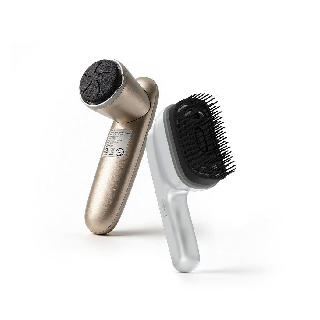 Fuli Electric Foot Smoother Pro + AromaRelax Scalp Massage Brush - Paket Alat Penghalus Tumit & Sisir Pijat Kepala Uap Relaksasi