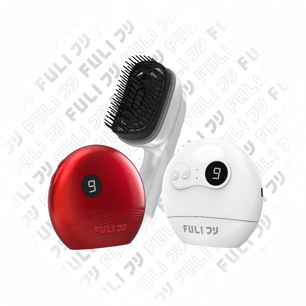 Fuli Home Complete Set - Alat Pijat Wajah Guasha Elektrik & Sisir Relaksasi Aroma Terapi Getar Mengencangkan Wajah
