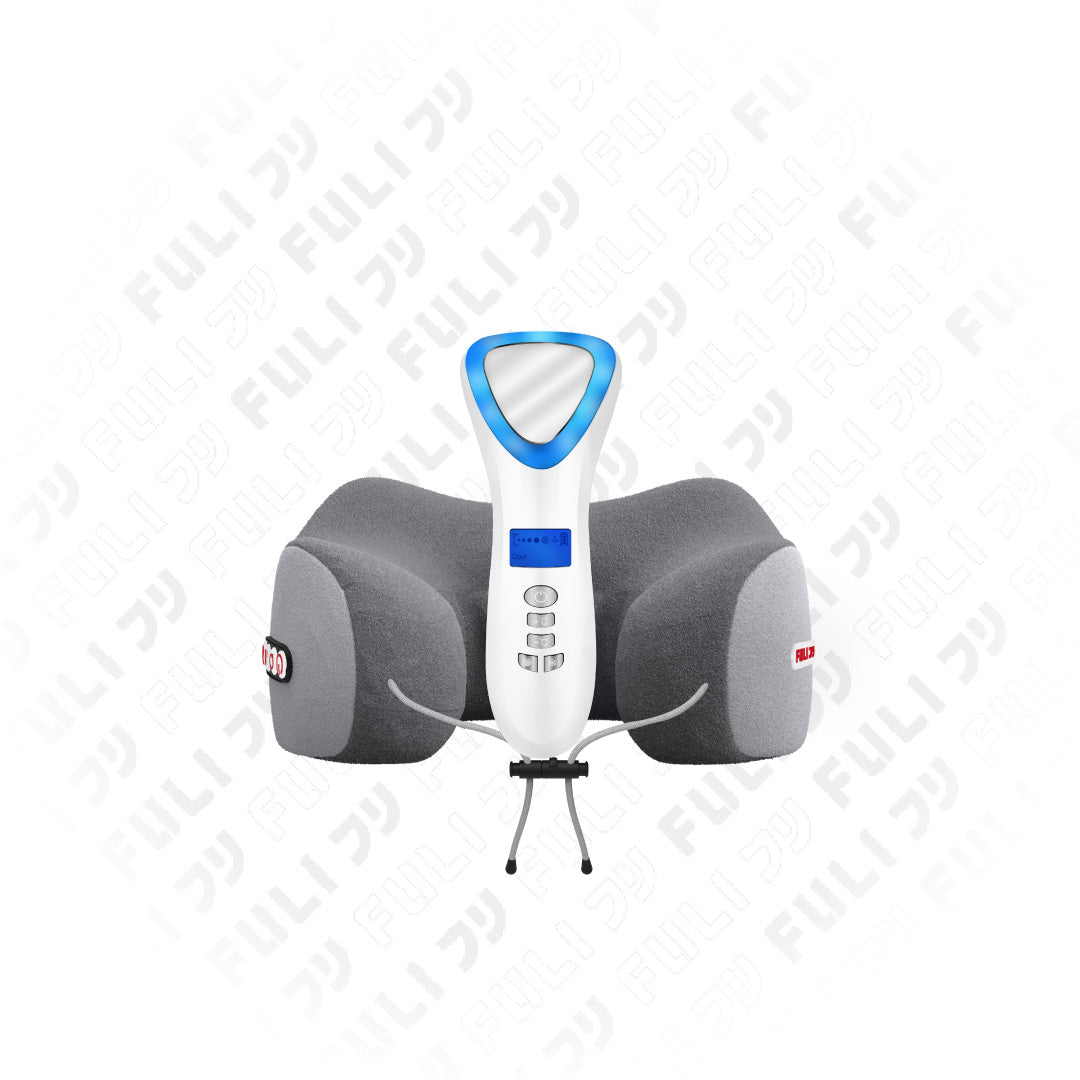 เซตหน้าใสสบายต้นคอ FULI Smart Hot and Cold Ultrasonic Facial Treatment Device +Ergo Massage Neck Pillow