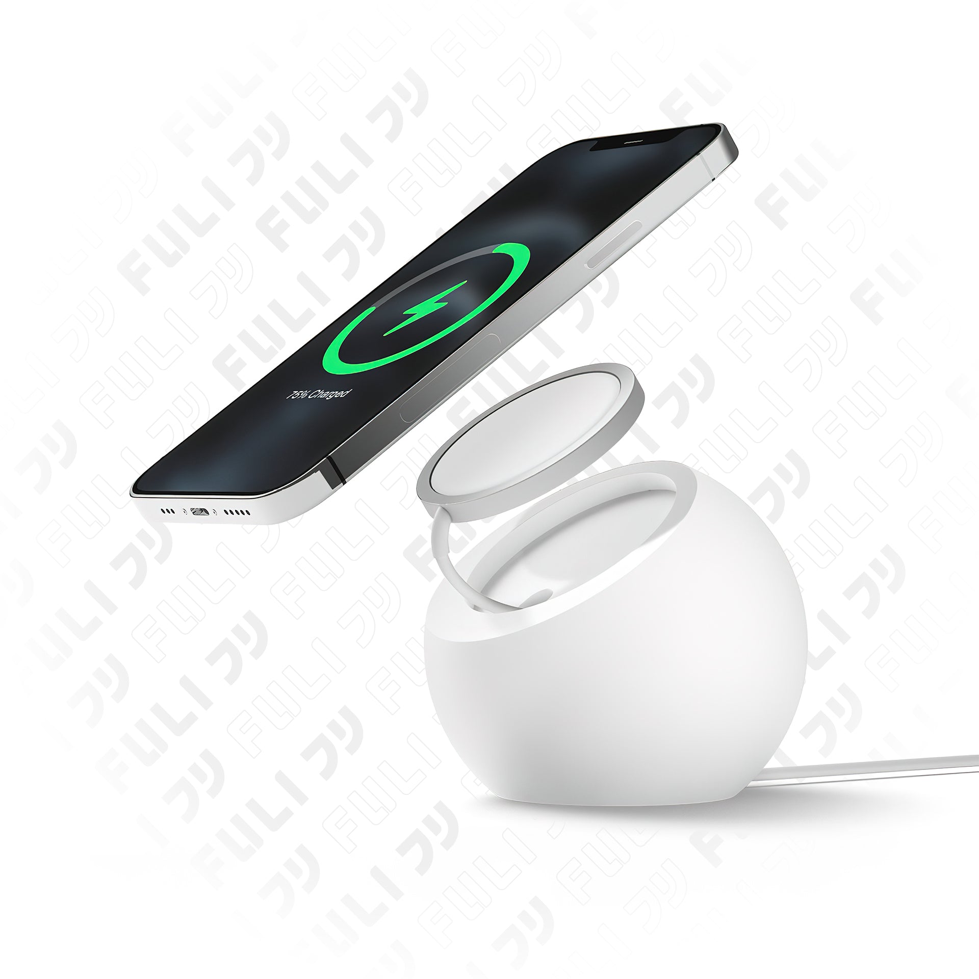 แท่นชาร์จซิลิโคนรองรับ MagSafe - สีขาว | FULI Silicone Charger Dock Stand for MagSafe - White