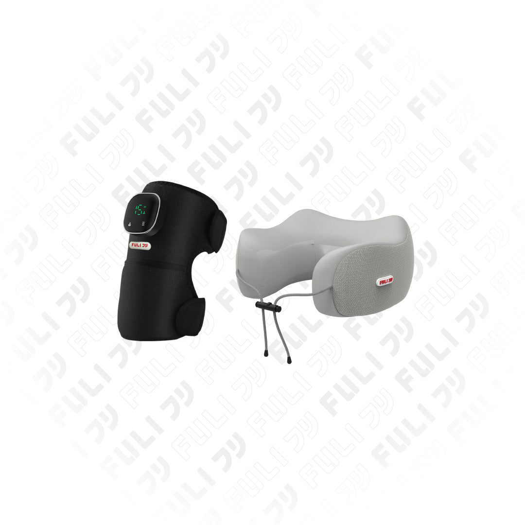 เซตคลายเมื่อยหายปวดคอ | FULI ThermoFlex Knee Massager + FULI Cool Tech Massage Neck Pillow (Grey)