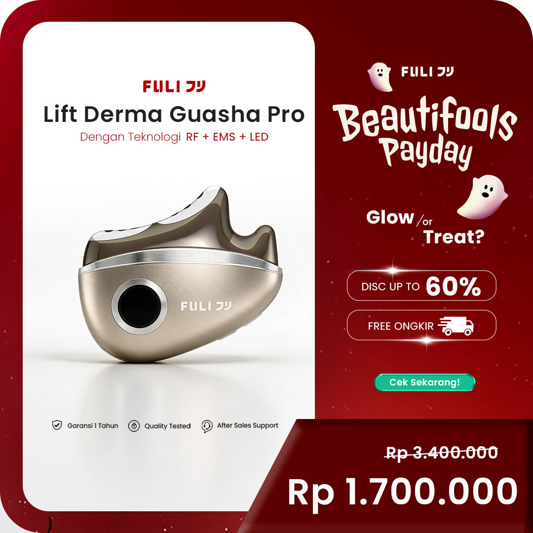 FULI Lift Derma Guasha Pro Alat Pijat Wajah Elektrik Mengencangkan Anti Aging Samarkan Kerutan RF EMS