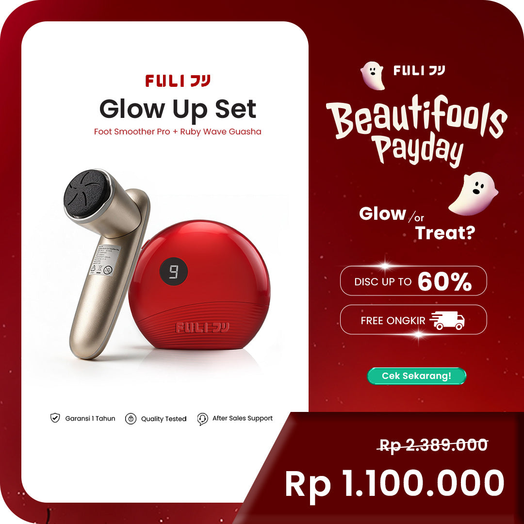 FULI Bundling Home Spa 2-in-1: ClearSkin Electric Foot Smoother Pro + RubyWave Electric Gua Sha Facial Massager