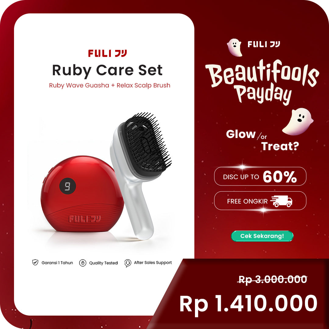 [FULI Home Spa] Rubywave Electric Gua Sha & Scalp Massage Brush Set - Alat Pijat Gua Sha Elektrik & Sisir Relaksasi Aromaterapi