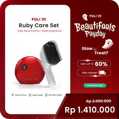 [FULI Home Spa] Rubywave Electric Gua Sha & Scalp Massage Brush Set - Alat Pijat Gua Sha Elektrik & Sisir Relaksasi Aromaterapi