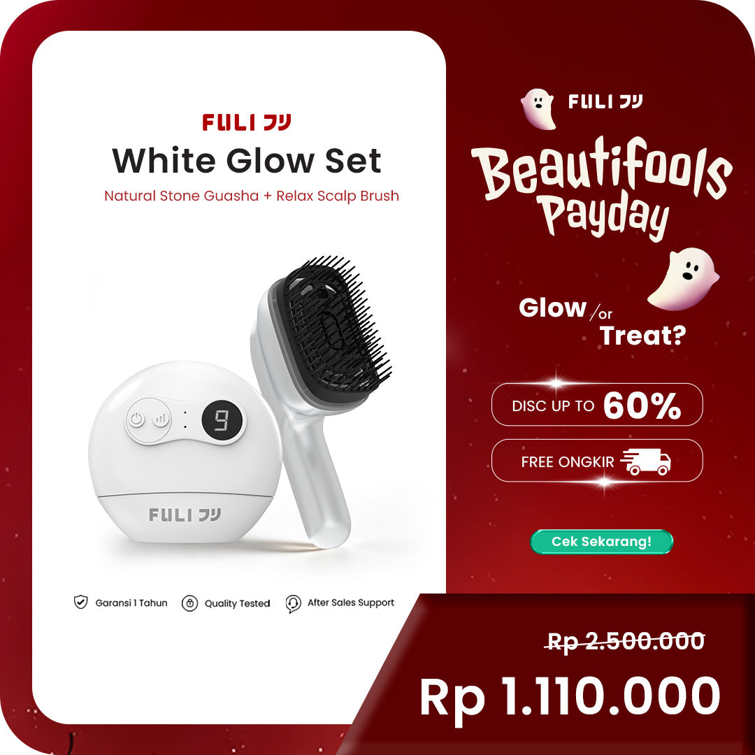 [FULI Home Spa] Natural Stone Electric Gua Sha & Scalp Massage Brush Set - Alat Pijat Gua Sha Elektrik & Sisir Relaksasi Aromaterapi