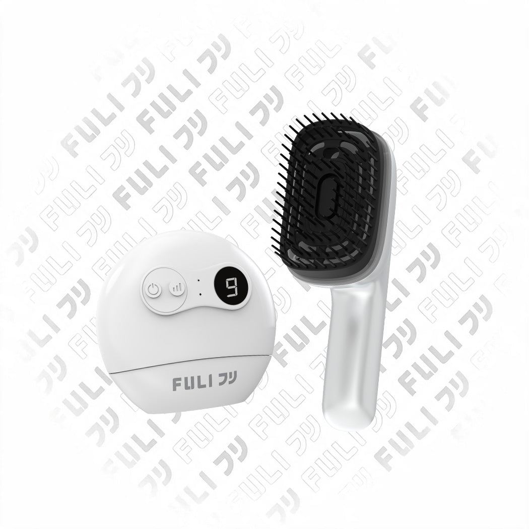 [FULI Home Spa] Natural Stone Electric Gua Sha & Scalp Massage Brush Set - Alat Pijat Gua Sha Elektrik & Sisir Relaksasi Aromaterapi