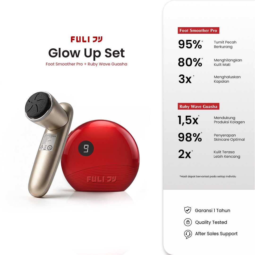 FULI Bundling Home Spa 2-in-1: ClearSkin Electric Foot Smoother Pro + RubyWave Electric Gua Sha Facial Massager