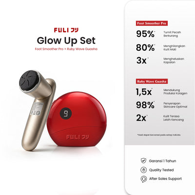 FULI Bundling Home Spa 2-in-1: ClearSkin Electric Foot Smoother Pro + RubyWave Electric Gua Sha Facial Massager
