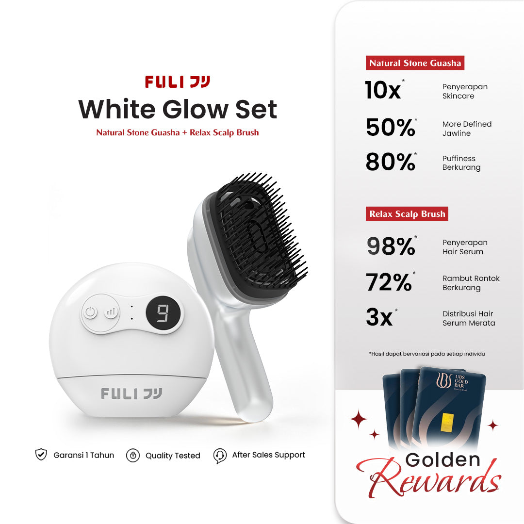 [FULI Home Spa] Natural Stone Electric Gua Sha & Scalp Massage Brush Set - Alat Pijat Gua Sha Elektrik & Sisir Relaksasi Aromaterapi