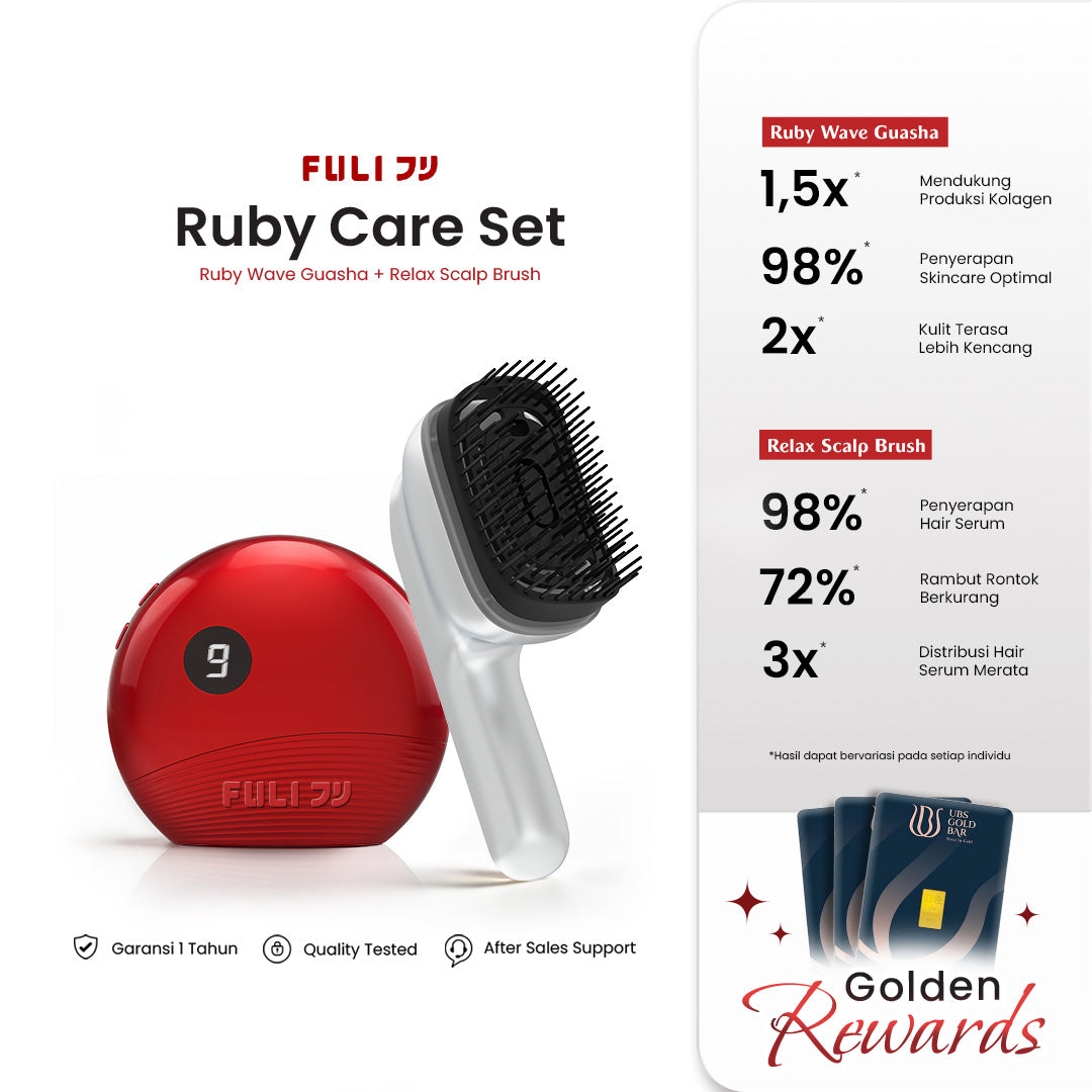 [FULI Home Spa] Rubywave Electric Gua Sha & Scalp Massage Brush Set - Alat Pijat Gua Sha Elektrik & Sisir Relaksasi Aromaterapi