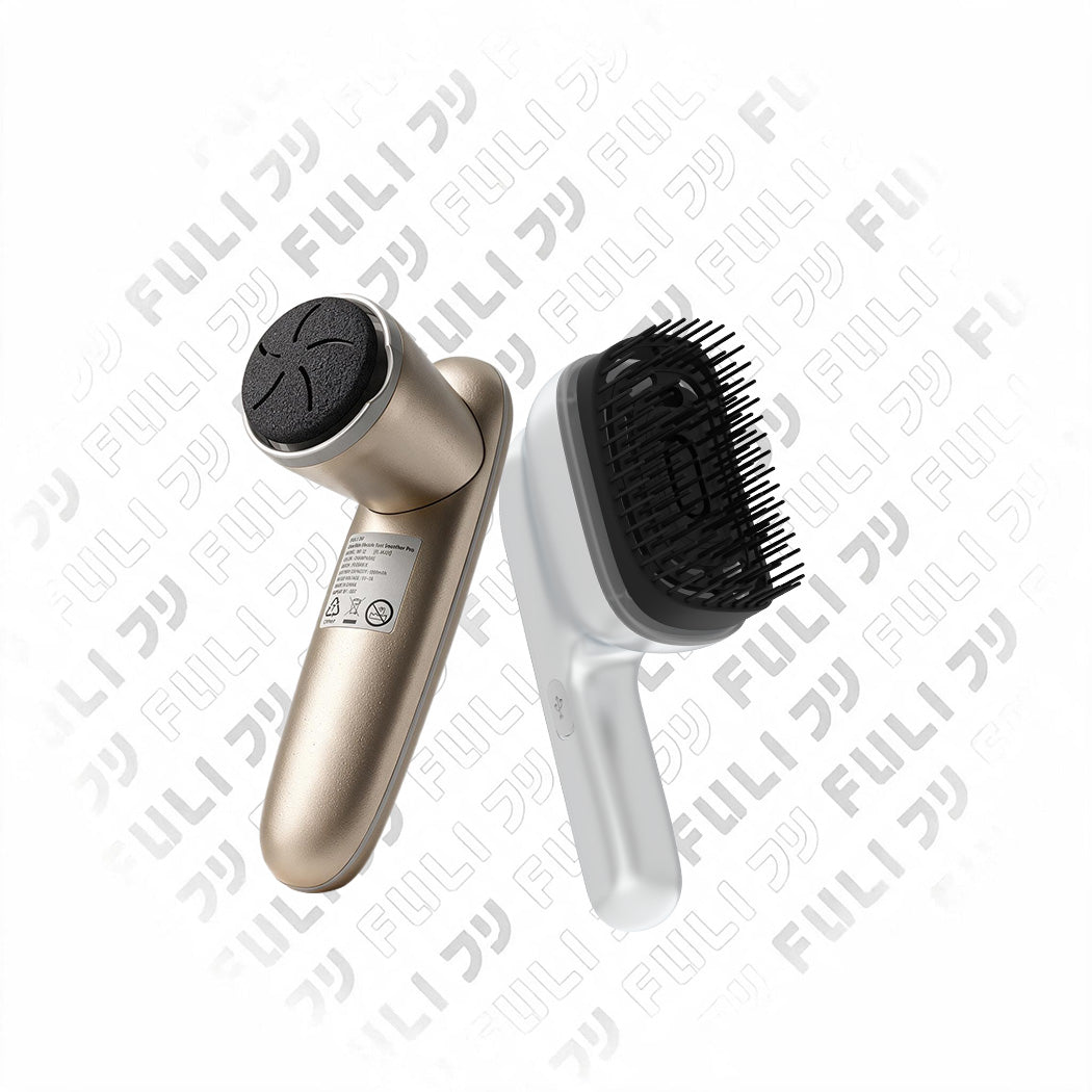 Fuli Electric Foot Smoother Pro + AromaRelax Scalp Massage Brush - Paket Alat Penghalus Tumit & Sisir Pijat Kepala Uap Relaksasi