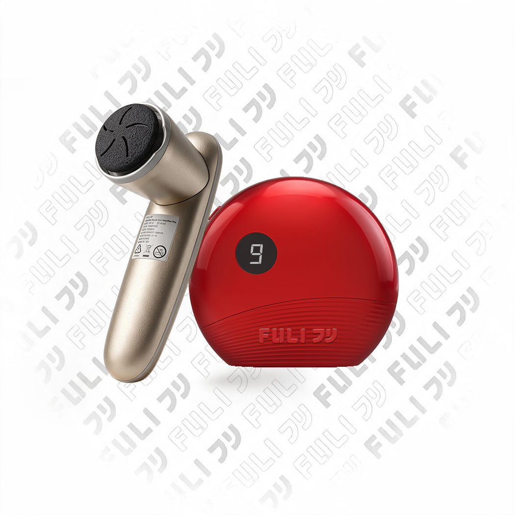 FULI Bundling Home Spa 2-in-1: ClearSkin Electric Foot Smoother Pro + RubyWave Electric Gua Sha Facial Massager