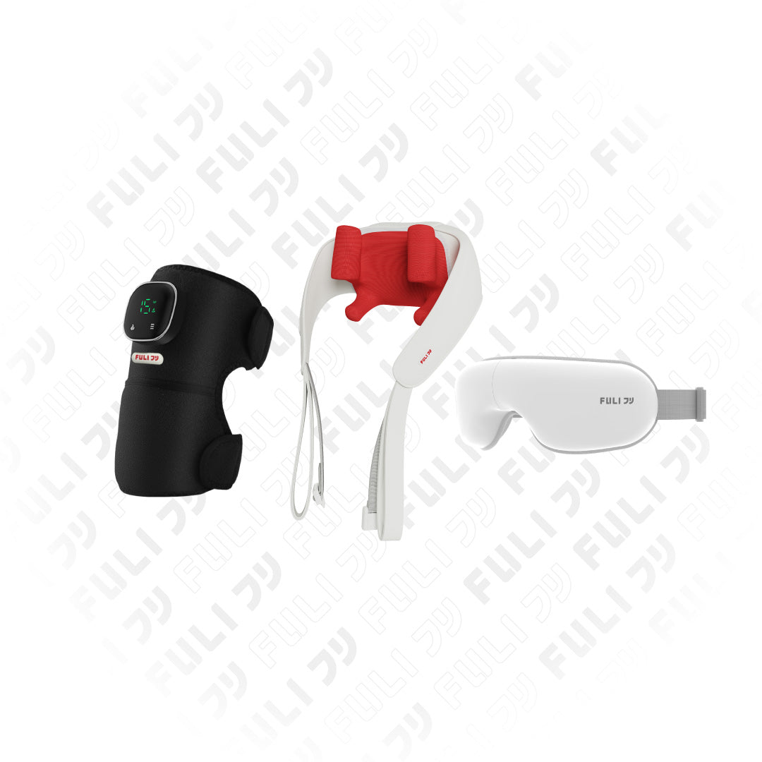 [PRE] เซตคลายเมื่อยนวดตรงจุด | FULI ThermoFlex Knee Massager + FULI Neck and Shoulder Massager + FULI Smart Eye Massager Lite