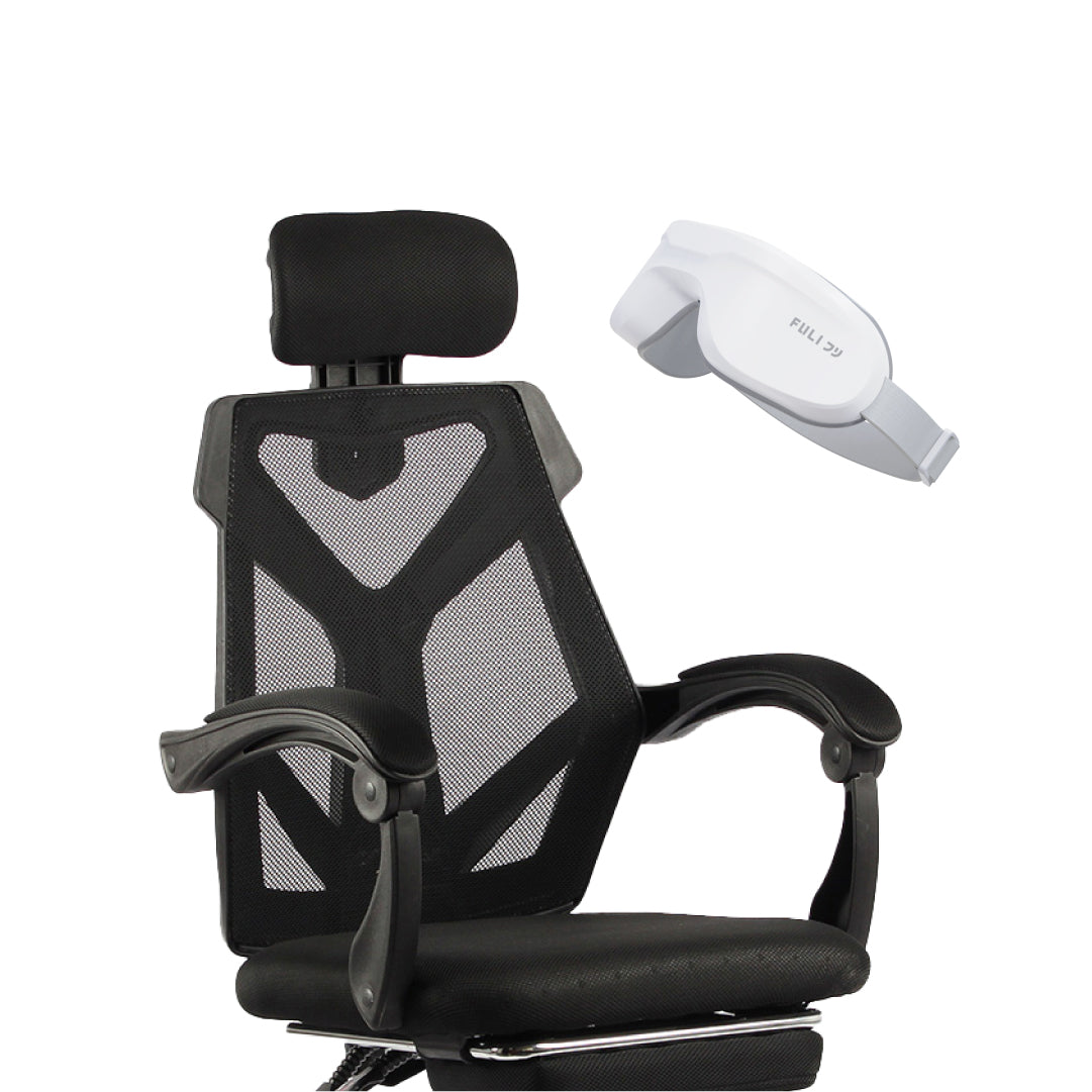 เซตหลับสบาย FULI X8 ErgoChair + 4D Smart Eye Massager - Black ดำ